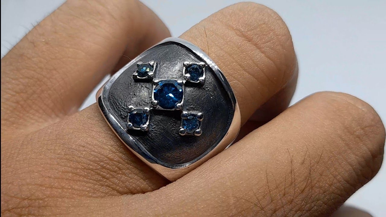 Making jewelry handmade-Kaisar's Natural Blue Diamond Silver Ring