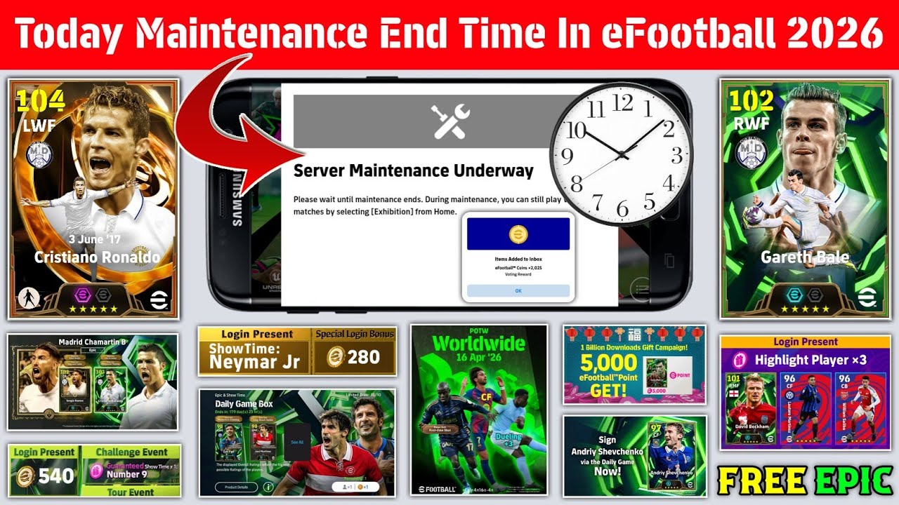 Время окончания технического обслуживания сегодня в eFootball 2026 Mobile | Техническое обслужива...