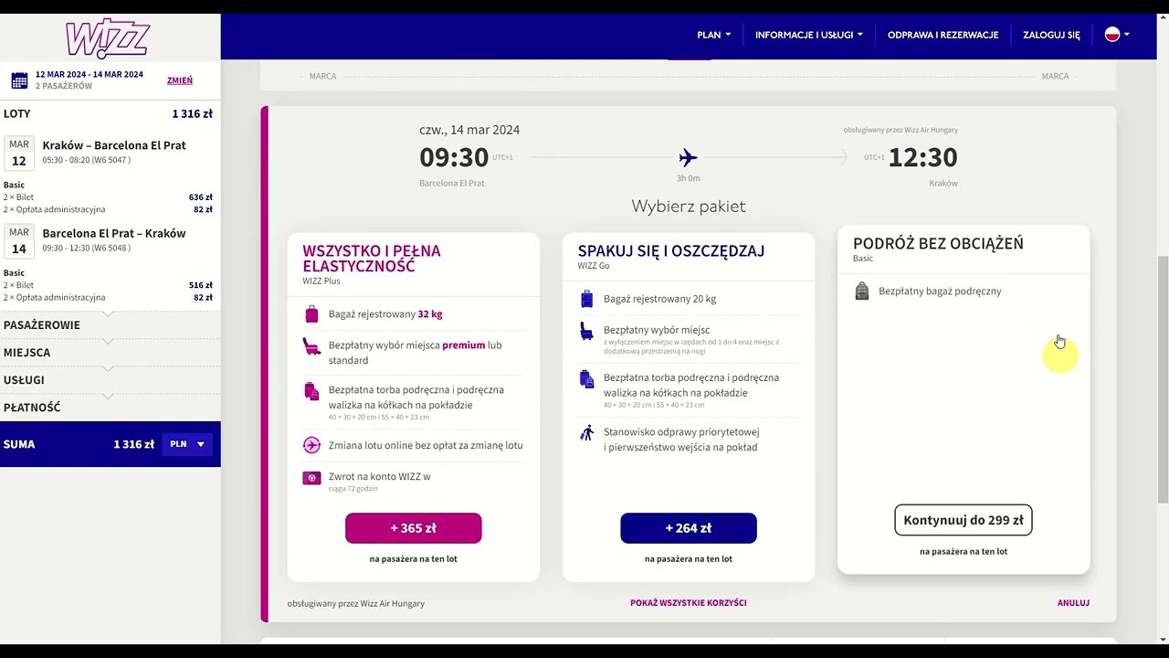 WizzAir - rezerwacja biletów lotniczych