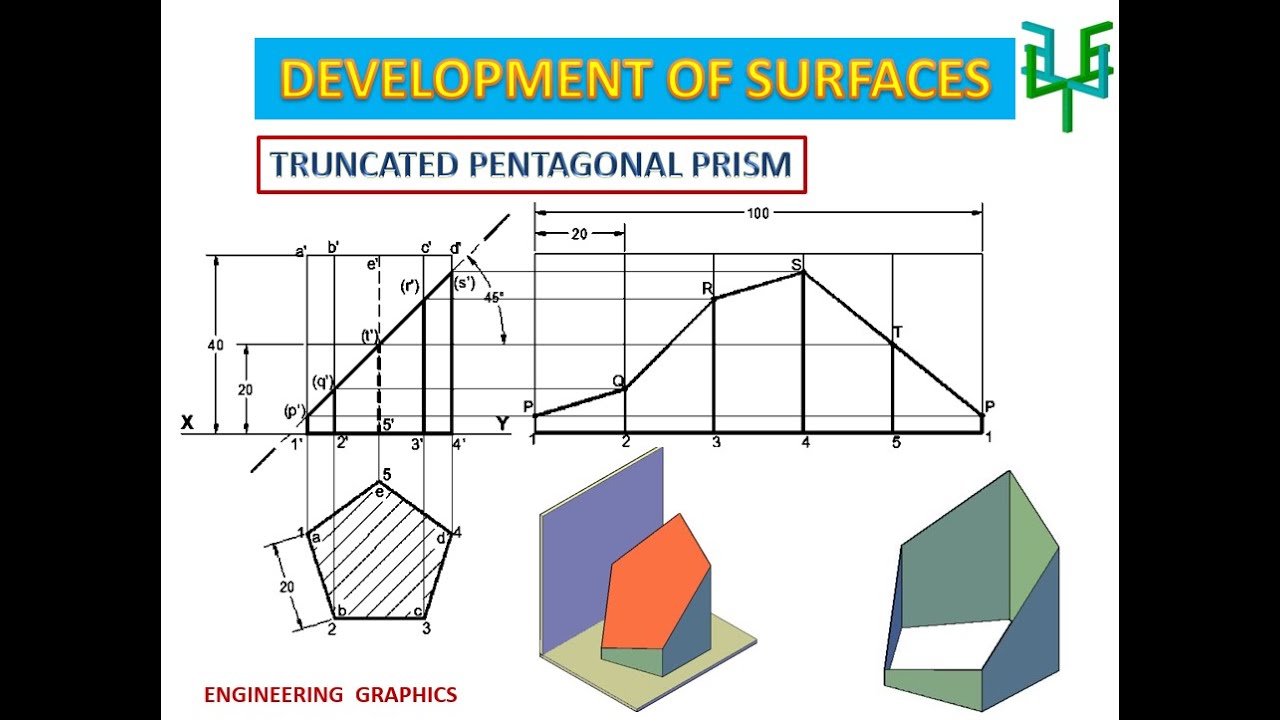 Development of Surfaces - Truncated Pentagonal Prism  (Problem-5)