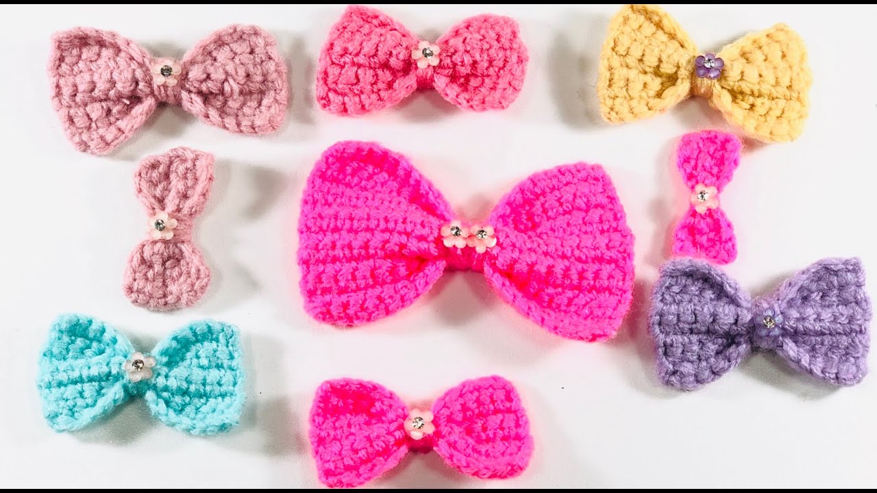 Como hacer un moño tejido a crochet fácil y rápido/how to crochet a bow (easy and quick)