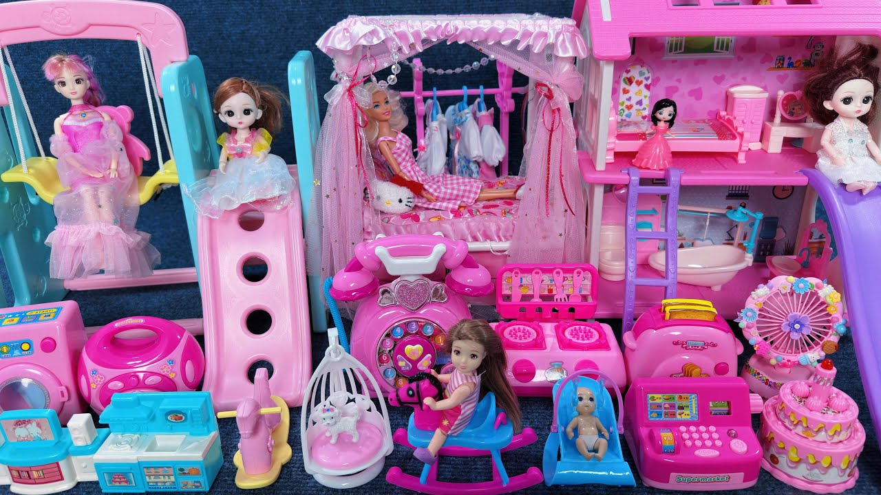 11 Minutes Satisfying with Unboxing Barbie Princess Villa and Swing Collection Toys Review | ASMR