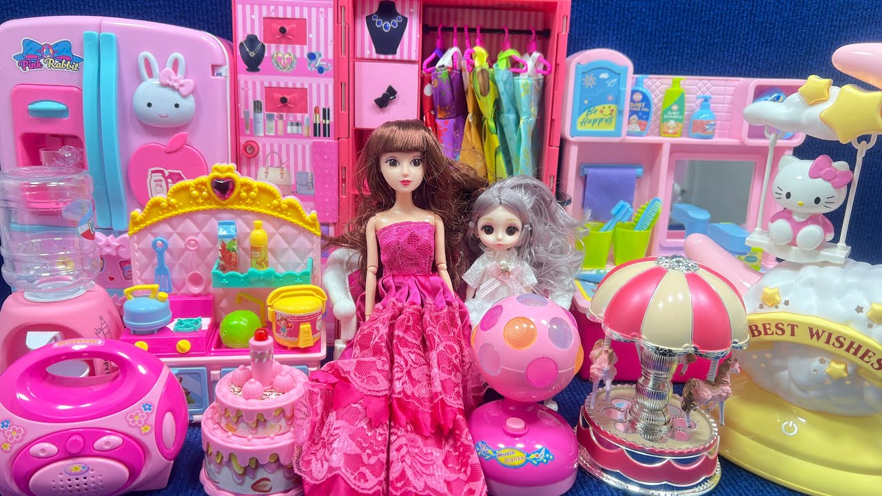 10 Minutes Satisfying with Unboxing Barbie Princess Pink Kitchen,Rock Bed Play Set Review Toys｜ASMR