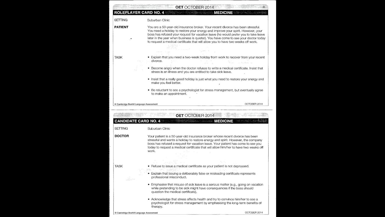 OET speaking, refusing patient's request