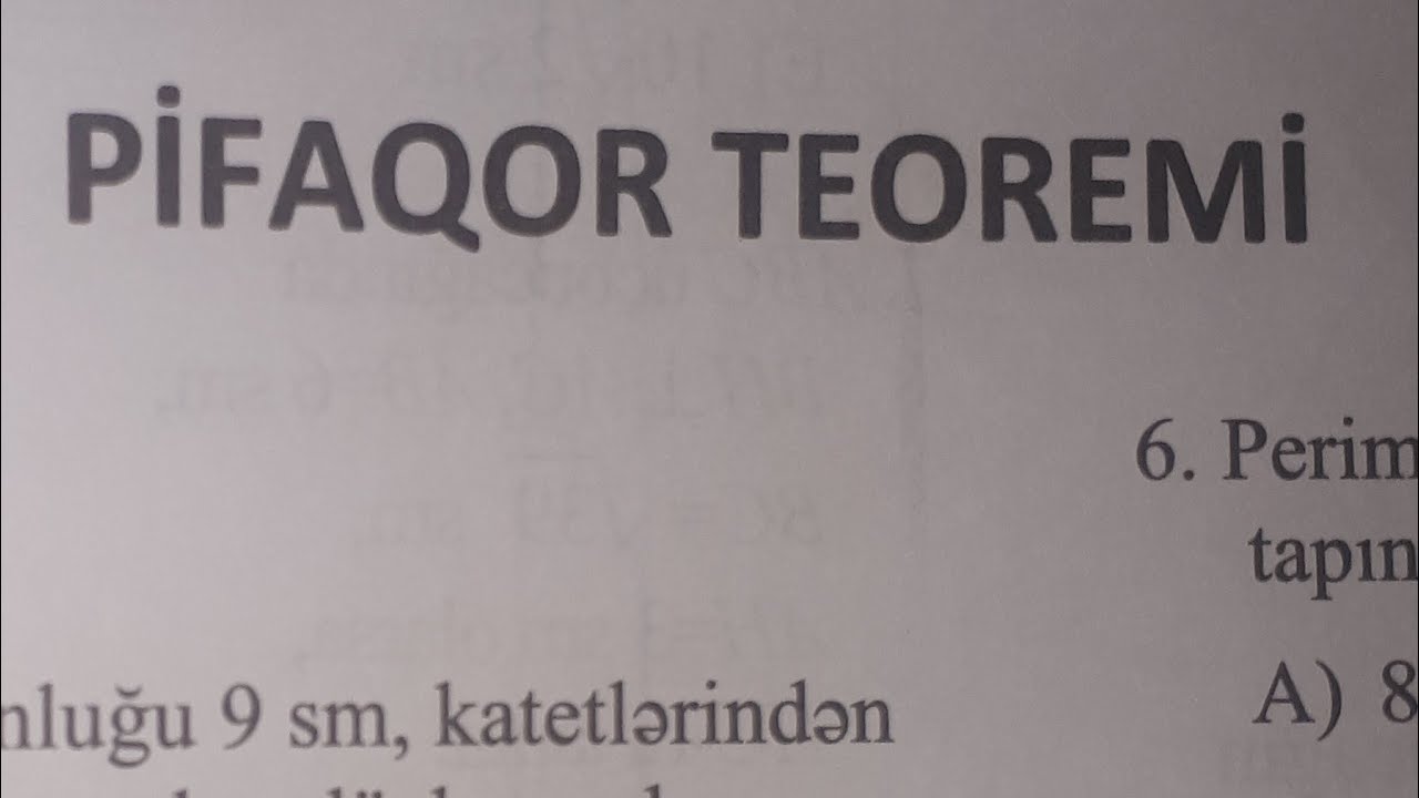 B və C variantı. Pifaqor teoremi. 8 ci sinif dim testi riyaziyyat