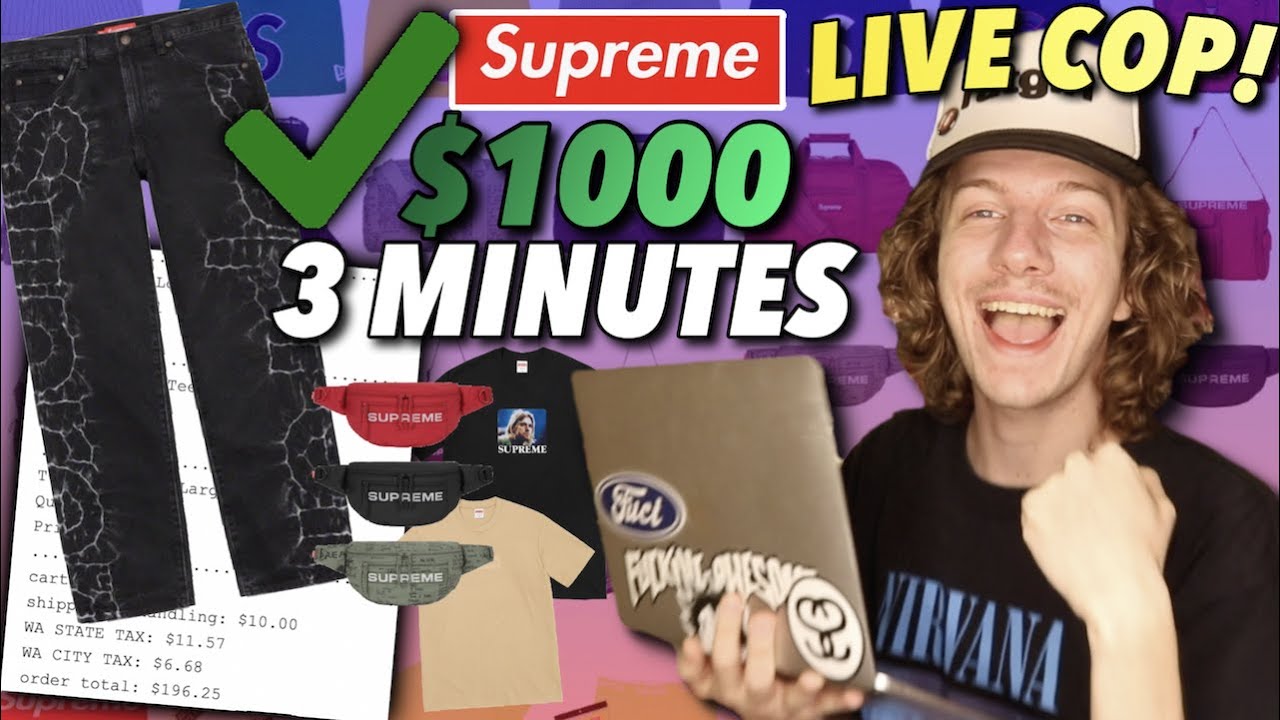 SPENDING $1000 ON SUPREME IN 3 MINUTES! (Week 1 Live Cop)