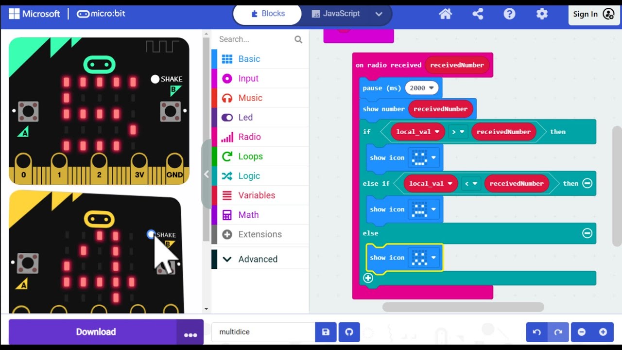 micro:bit tutorial: How to Make a Two-Player Dice Game