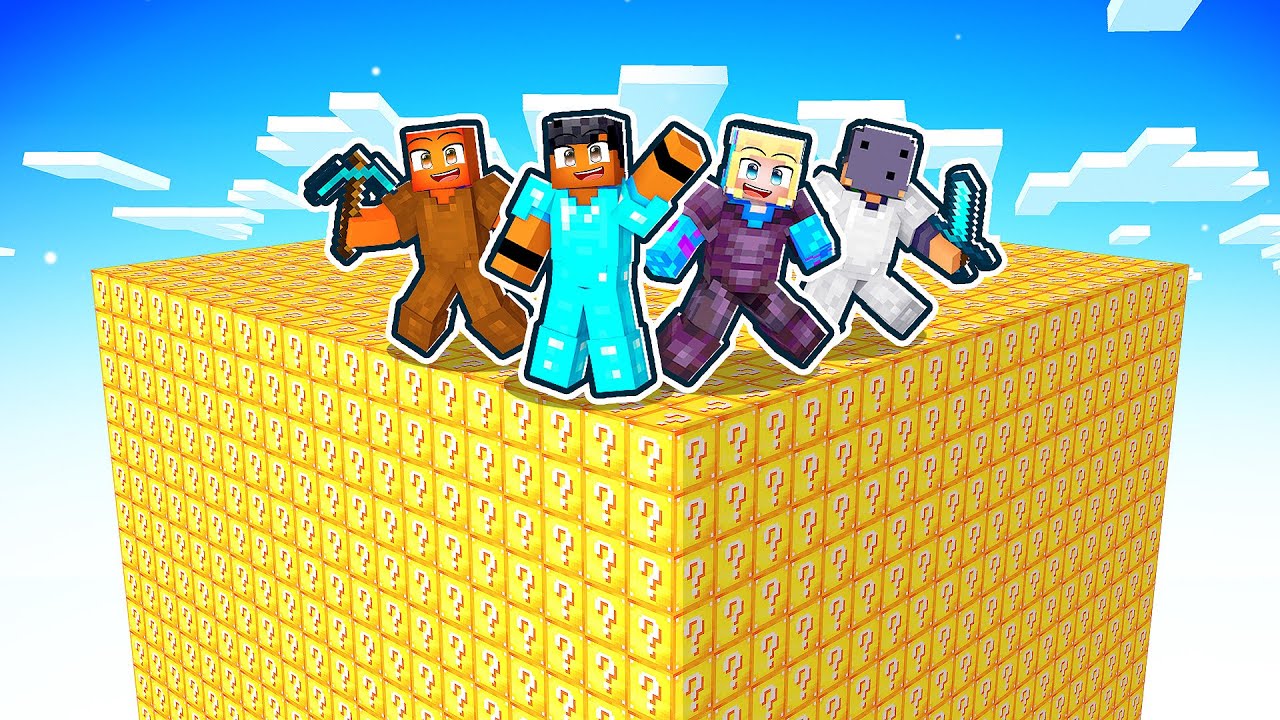 4 Youtubers no CUBÃO DE LUCKY BLOCK