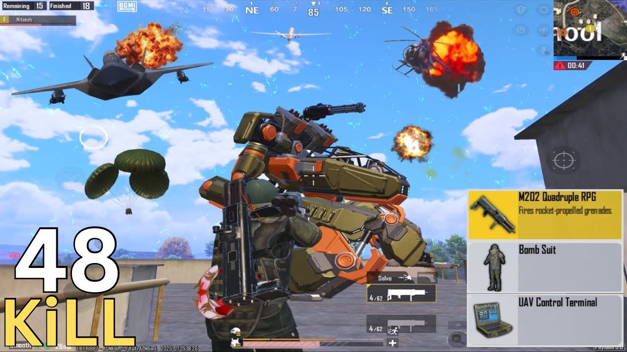 Double M202 VS Robot Tank Helicopter in payload mode 💥 PUBG MOBILE