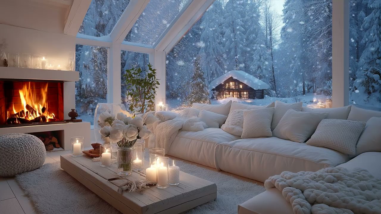🌨️✨ 2 HOURS of Winter Piano and Snowfall Lounge Ambience | Ideal for Stress Relief and Study Focus