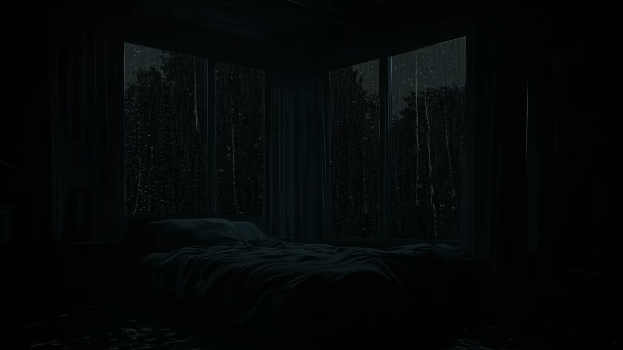 Rain on the Window in a Dark Room | ASMR for Sleep