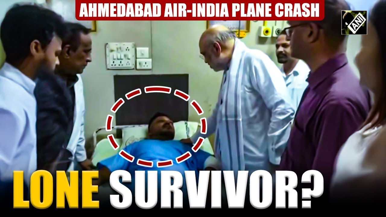 Amit Shah meets man in hospital, who appears to be lone survivor of Air India Crash in Ahmedabad