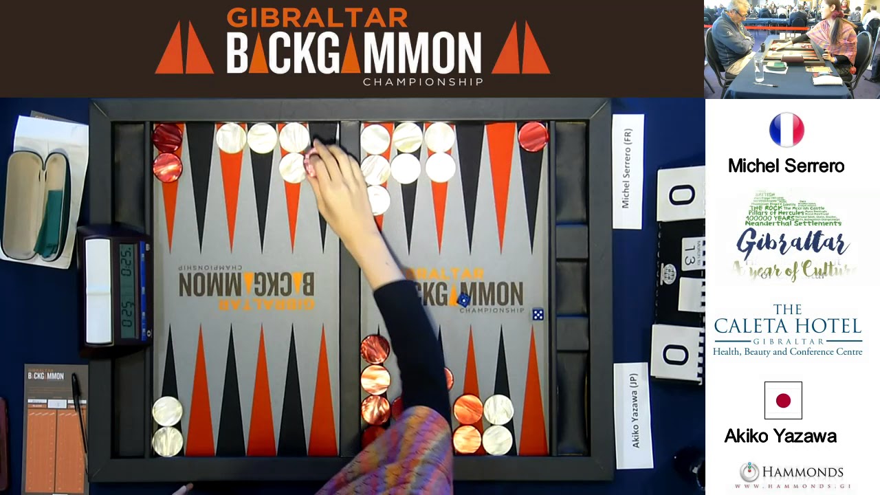 Gibraltar Backgammon 2018 Akiko Yazawa Vs Michel Serrero 10 02 18