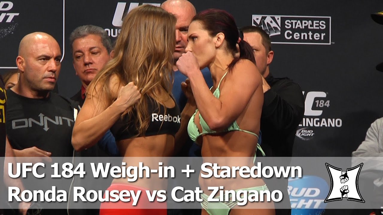 UFC 184: Ronda Rousey vs Cat Zingano Weigh-in and Staredown (HD / Complete / Unedited)