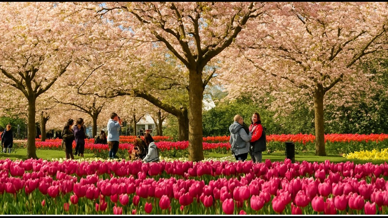 Cherry Blossoms in Keukenhof Garden - Keukenhof 2025 - 4K