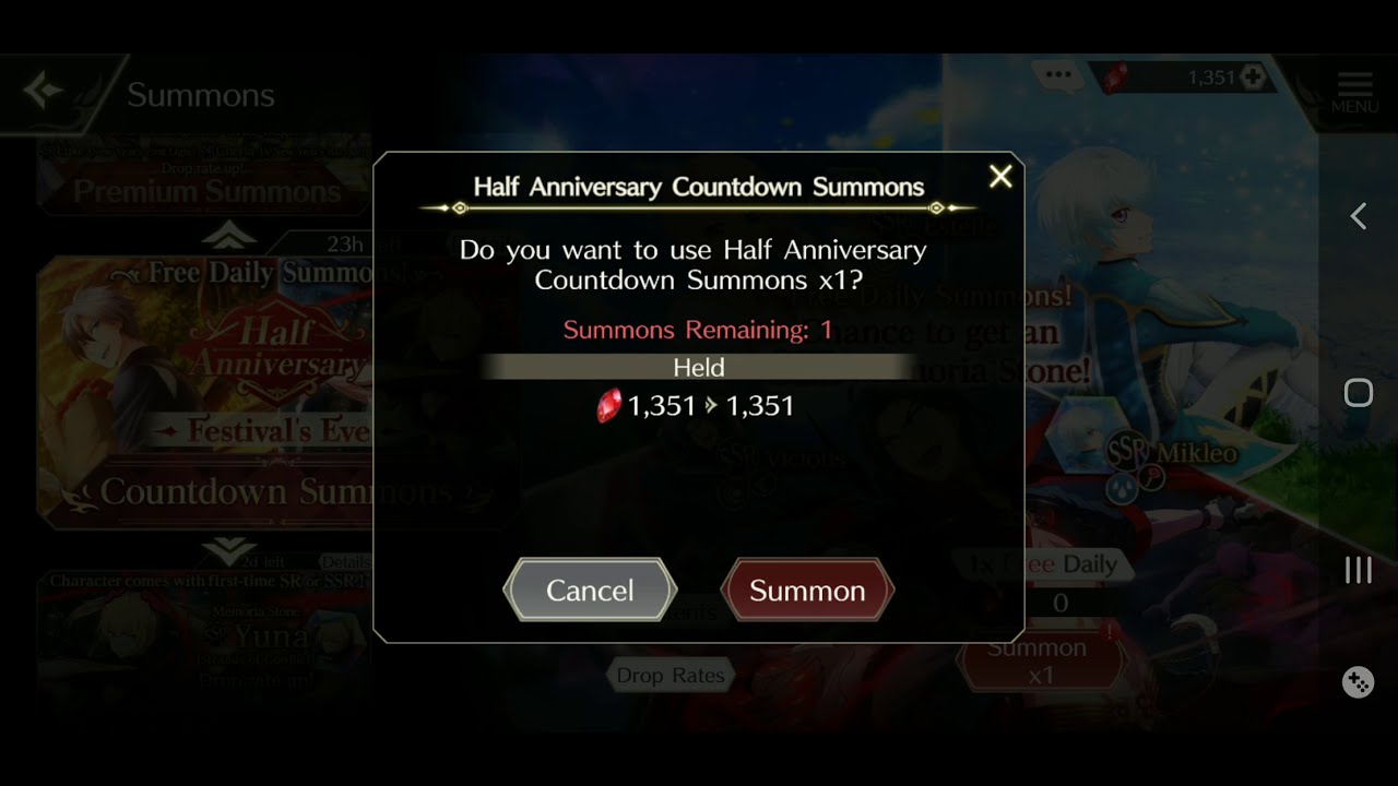 [Tales of Crestoria] Summon: Half Anniversary Festival's Eve Countdown Summon - 0 Days Left