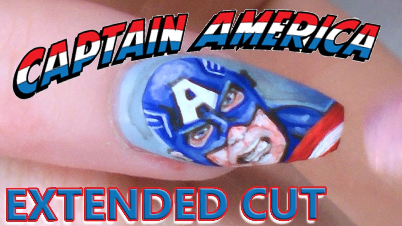 Captain America Nail Art Tutorial - Step by Step Unedited - Extended Version
