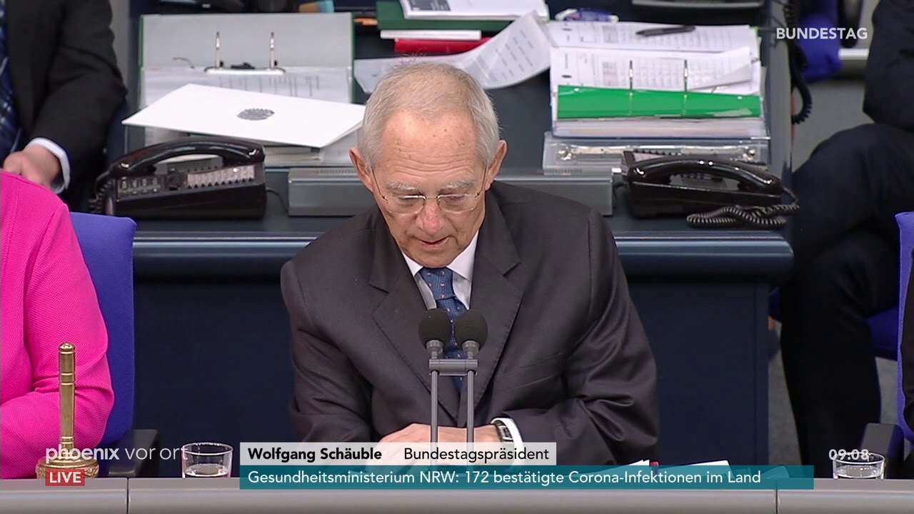Bundestag: Eröffnungsrede von Wolfgang Schäuble anlässlich des Anschlags in Hanau am 05.03.20
