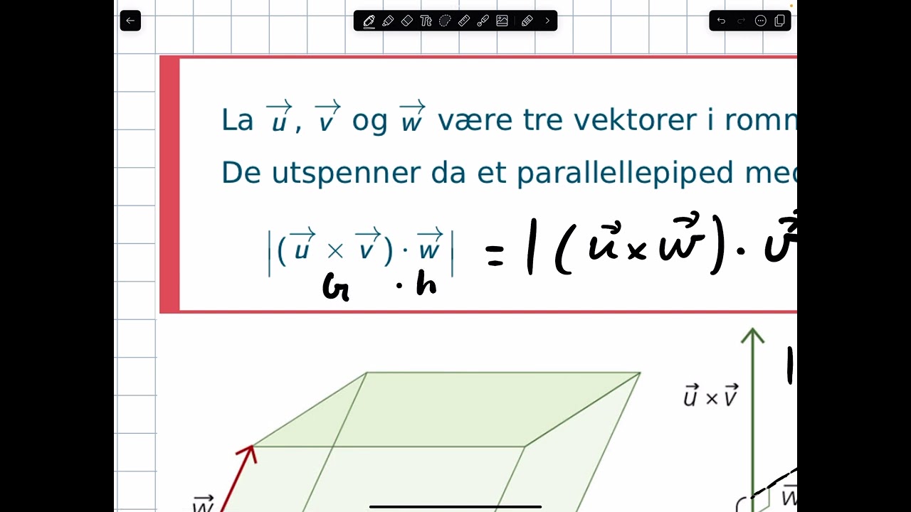 R2: 5C Areal og volum 2: Vektorprodukt og areal, parallellpiped, eksempel 15