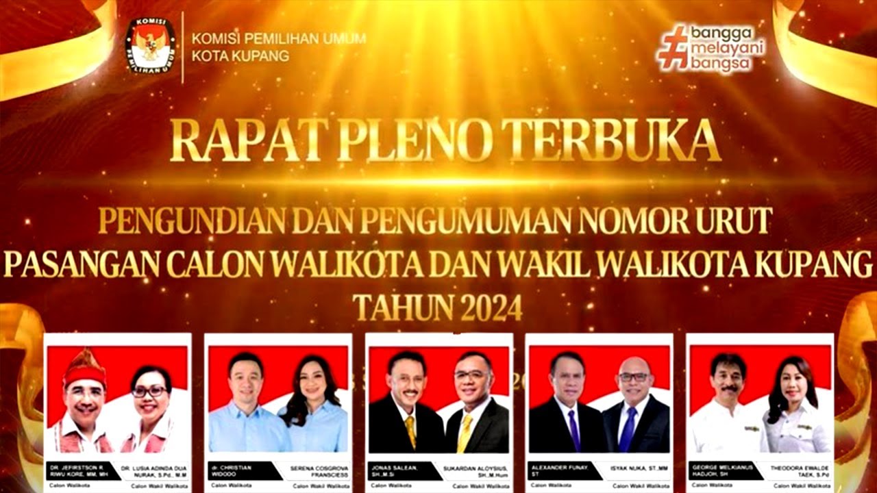 🔴LIVE: Pengundian & Pengumuman Nomor Urut Pasangan Calon Walikota & Wakil Walikota Kupang Tahun 2024