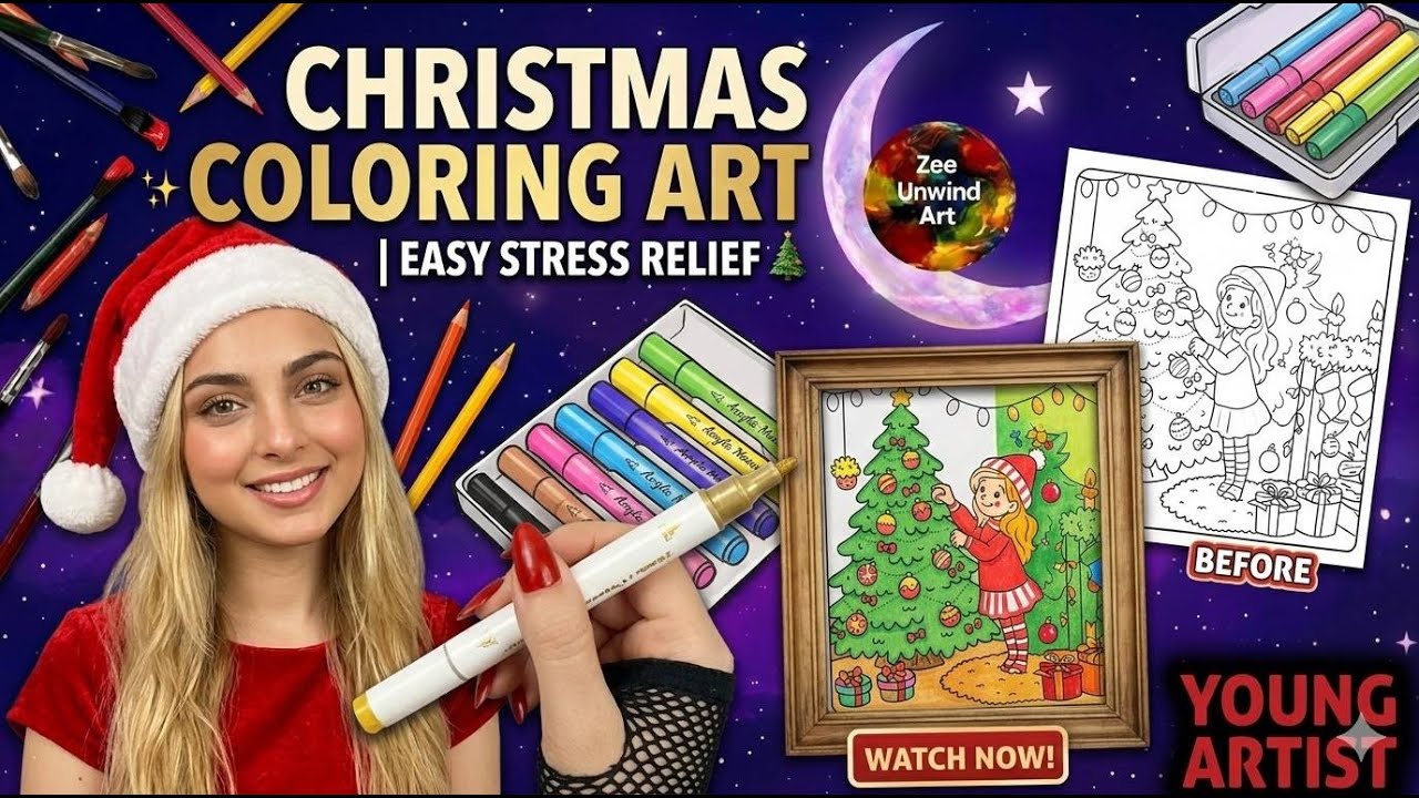 Satisfying Christmas Art ✨ | Easy Stress Relief Coloring 🎄