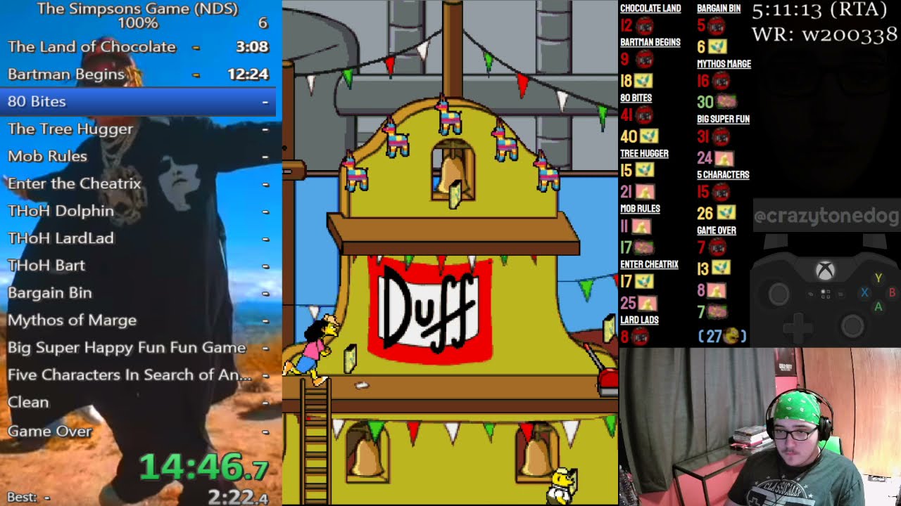 Simpsons Game DS 100% 2:33:22 (Real Time: 3:10:18) [Former WR]