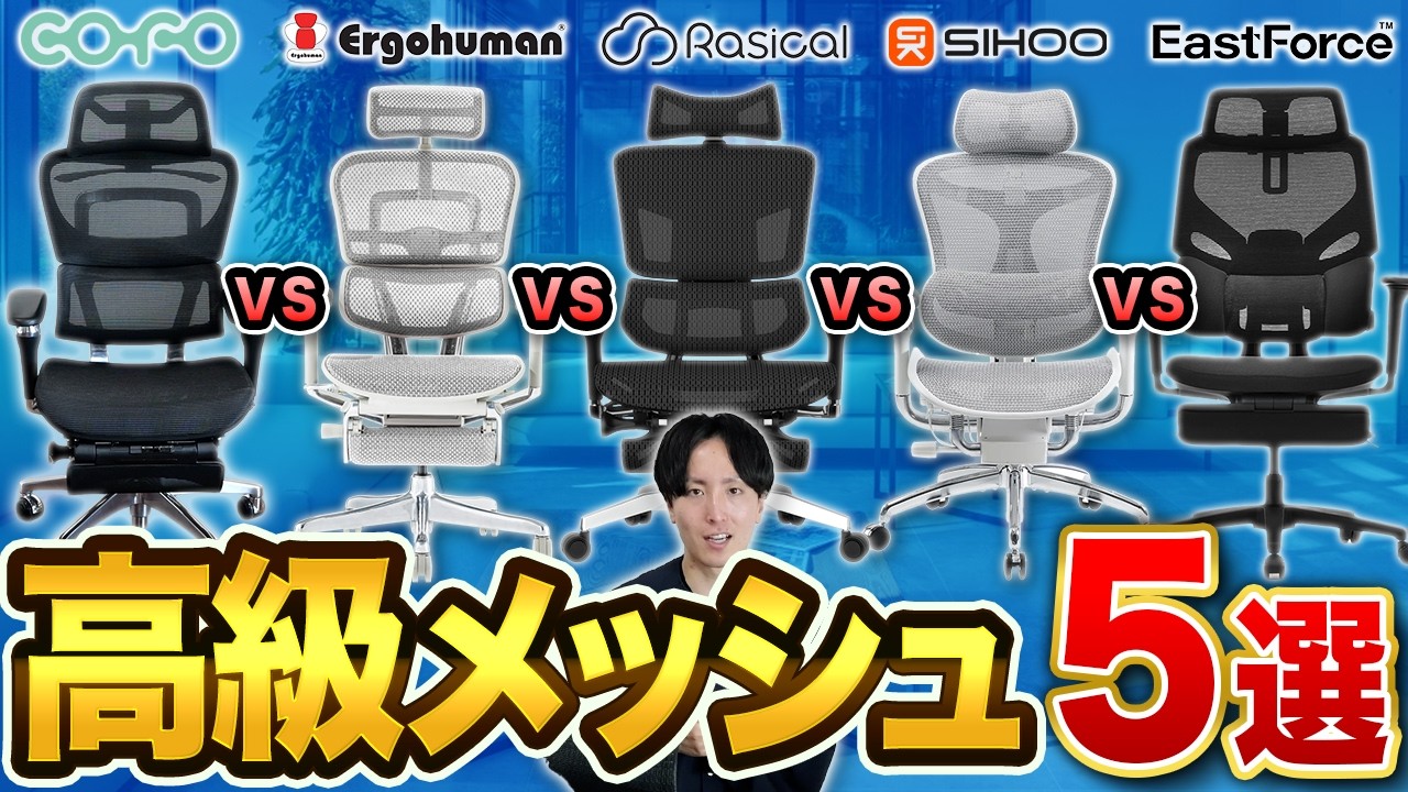 【COFO2 vs Ergohuman2 vs Rasical vs SIHOO vs Monster】高級メッシュチェア5選！徹底比較