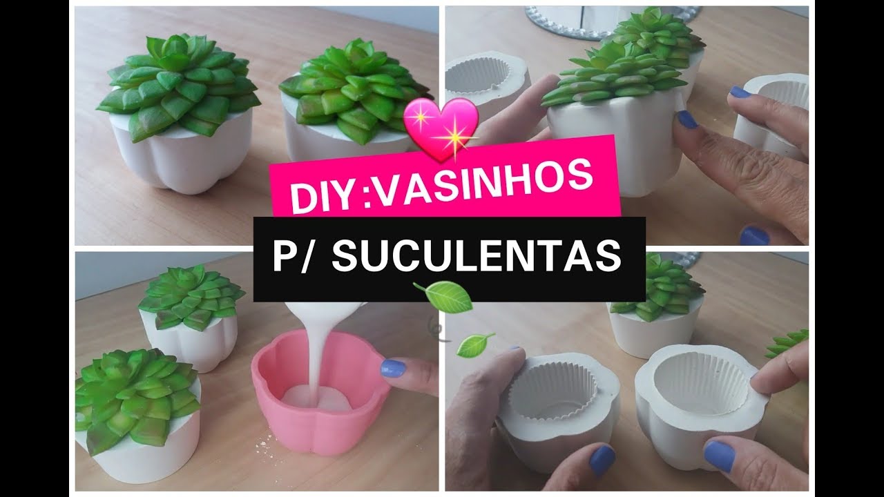 DIY:MINI VASOS DE GESSO P/ SUCULENTAS💖| Samira Aires