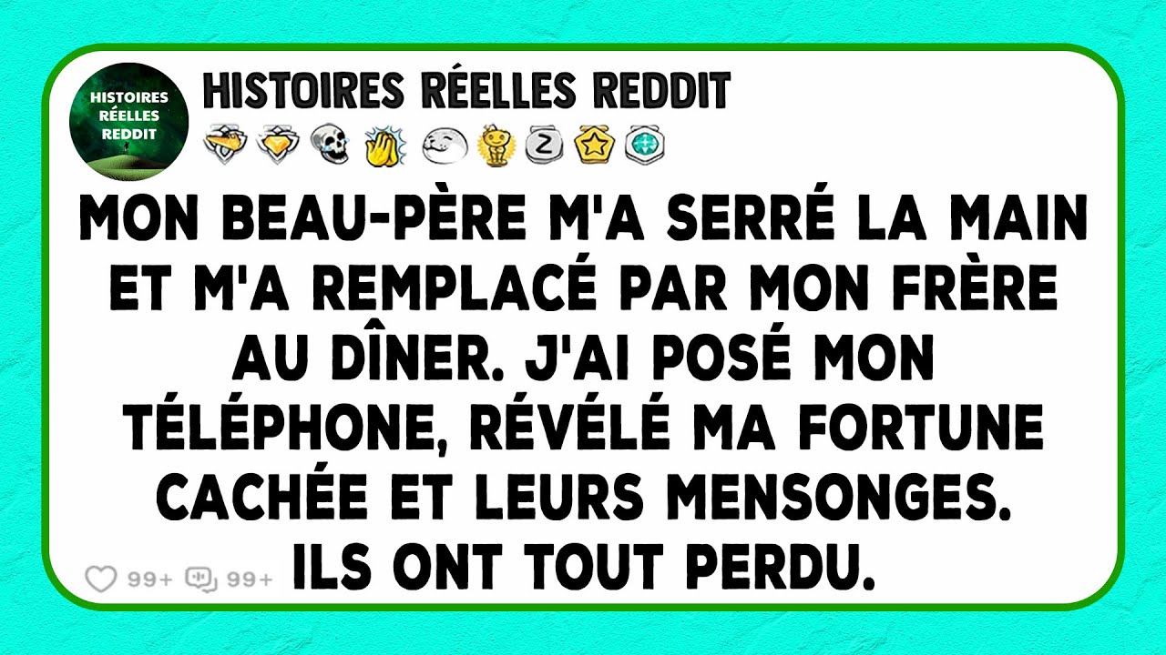 Mon beau-père m'a serré la main et m'a remplacé par mon frère au dîner. J'ai posé mon téléphone...