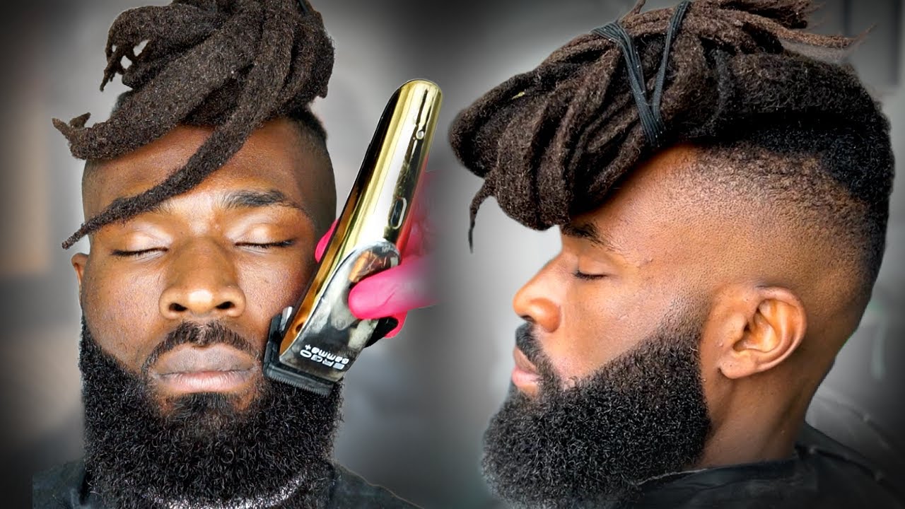 HOW TO CREATE AN AMAZING LOOK WITH LOCS AND A DROP FADE & BEARD RAZOR SHAPE UP | BARBER TUTORIAL