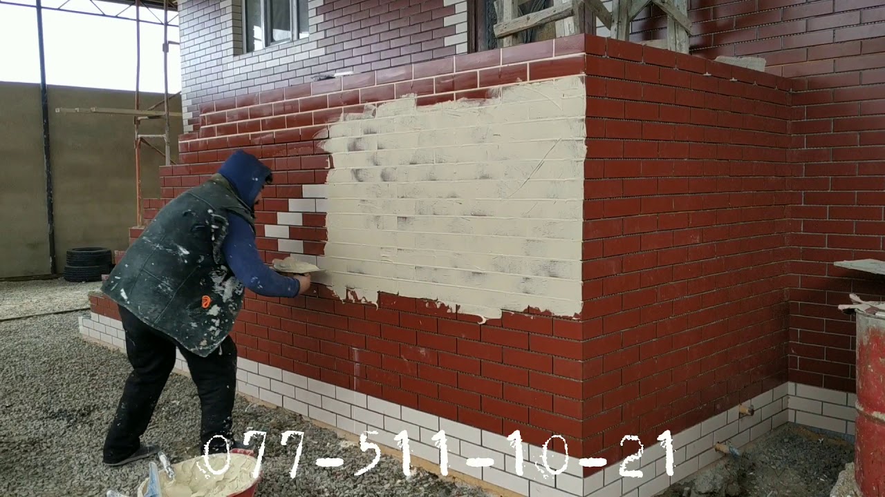 🧱Keramika materialı olan Kabanciklərə dolğu vurulması (Kabançik,Dekorativ daş,Taş tuğla, Brick wall)