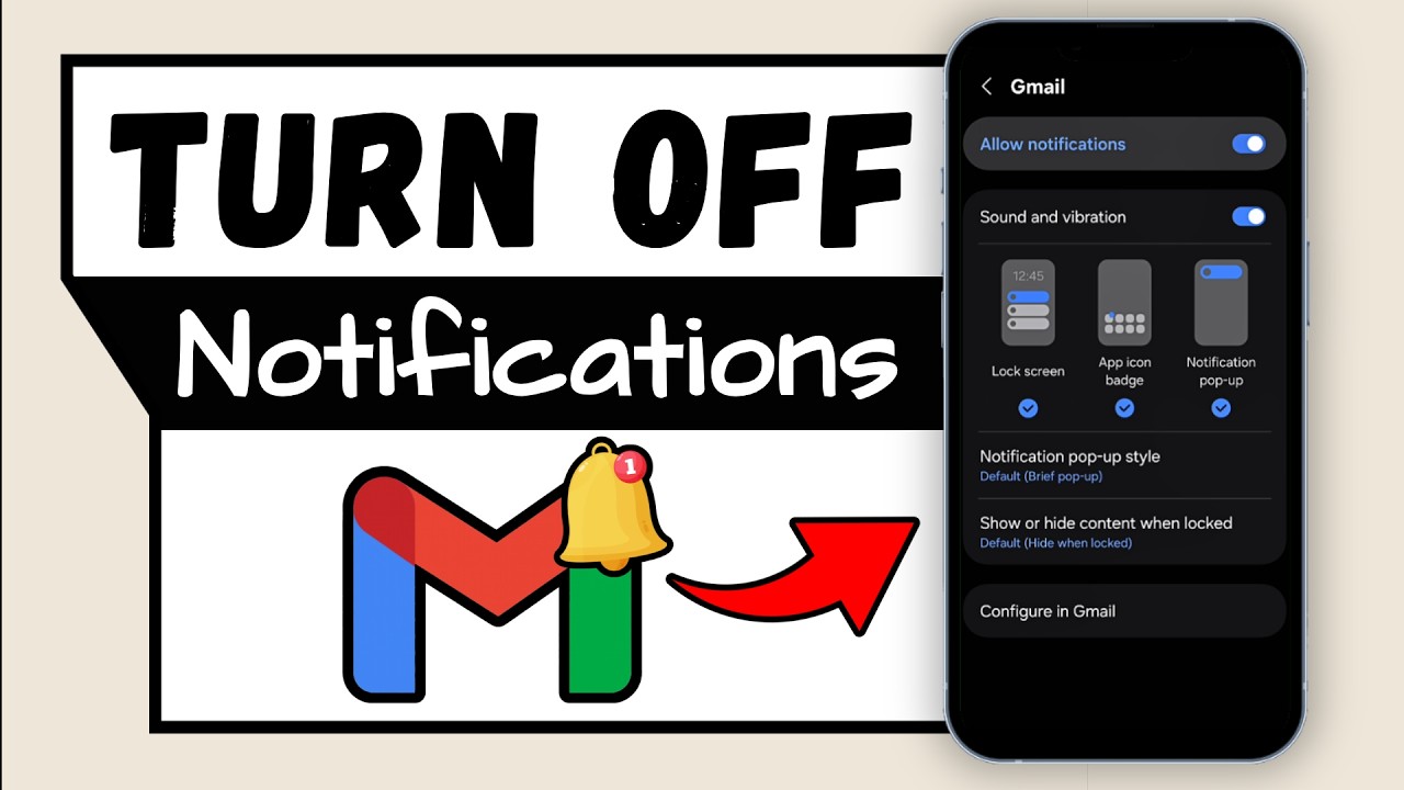 How To Turn OFF Gmail Notifications on Android | Stop Push Up Notifications from Gmail 📨