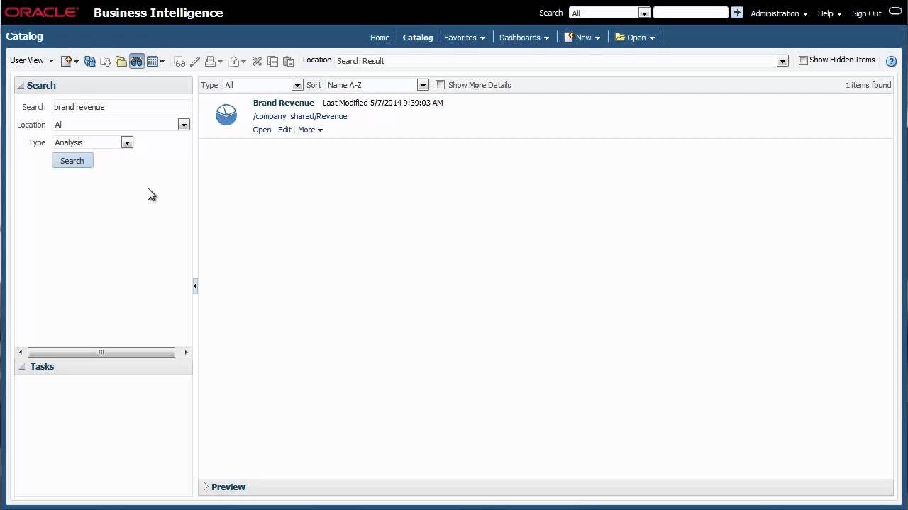 Finding and Exploring Existing Content Using Oracle BI EE