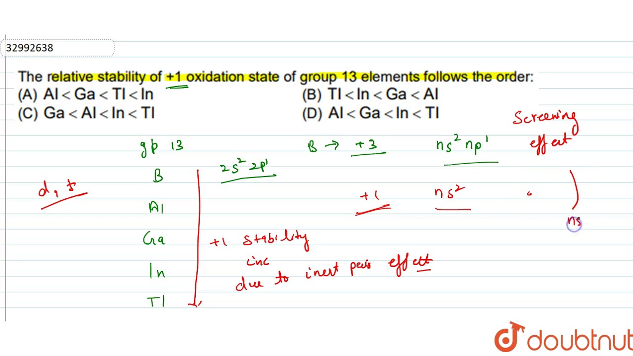 The relative satbility of `+1` oxidation state of group 13 elements follow the order :