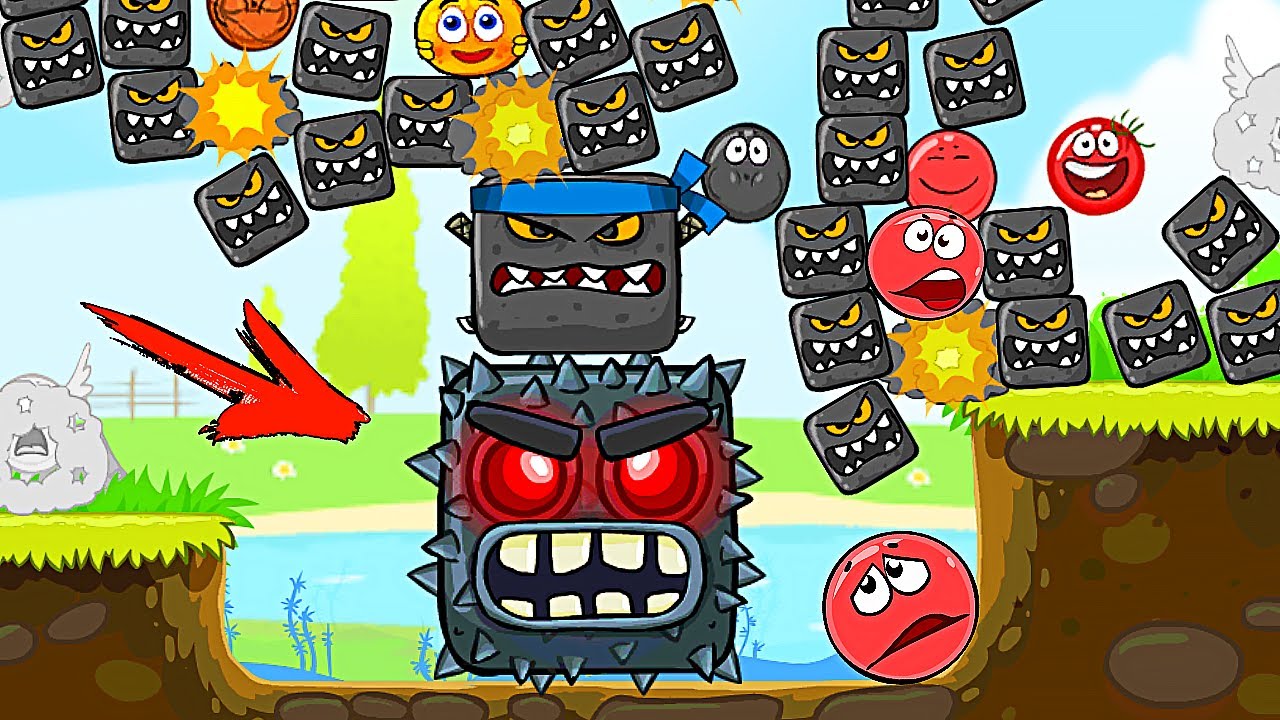 Красный Шар - мод на игру БОССОМ на уровне ! Red Ball 4 mod 100 square шарик   от Спуди !