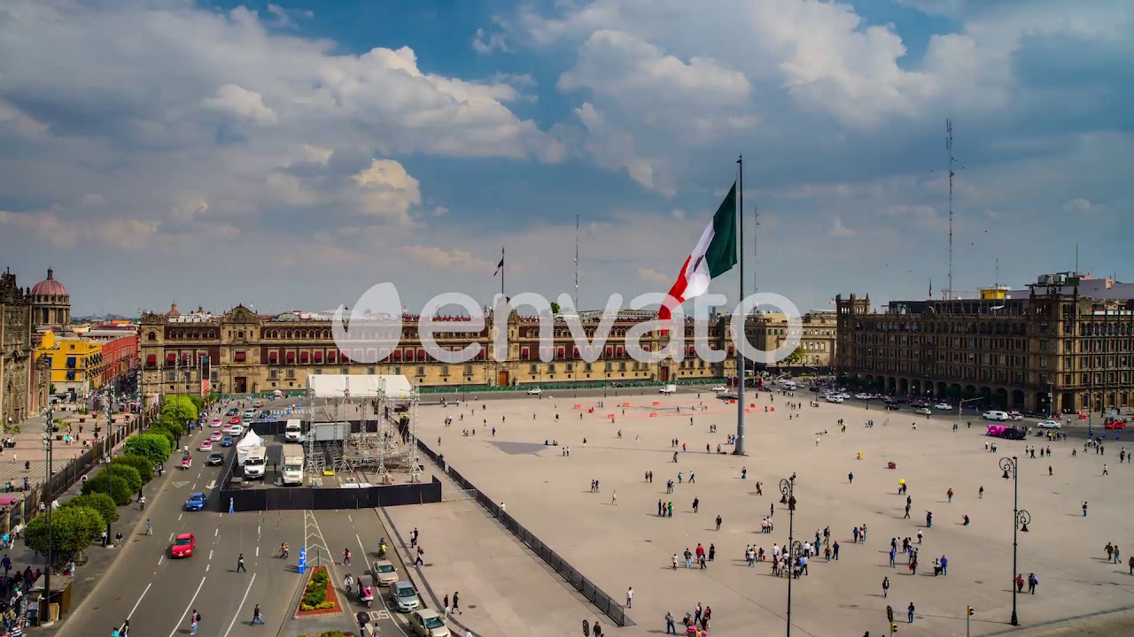 Mexico City's Central Square, the Zocalo (Stock Footage)