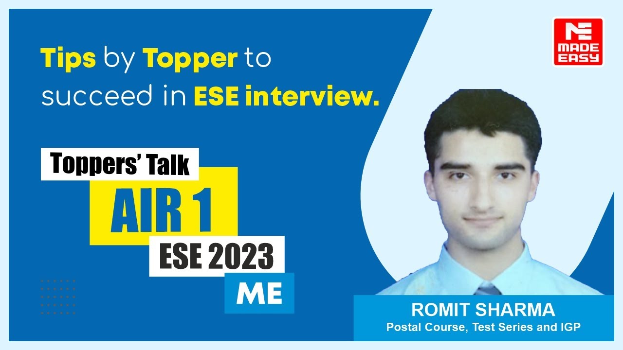 UPSC ESE 2023 | ME | AIR-1 | Ромит Шарма | Разговор лучших с сэром Б. Сингхом | MADE EASY