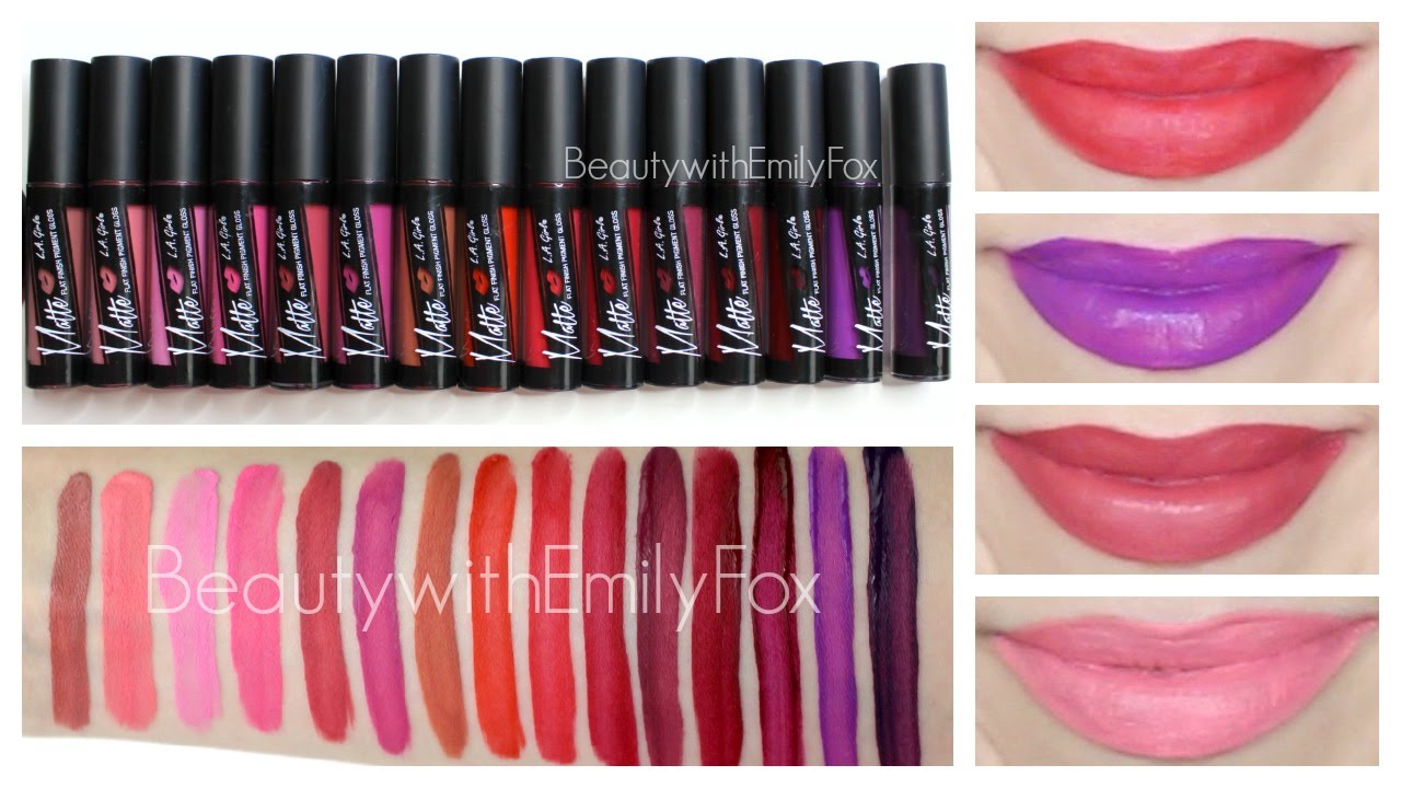 NEW LA Girl Flat Finish Matte Pigment Gloss - Lip Swatches Of ALL The Shades!