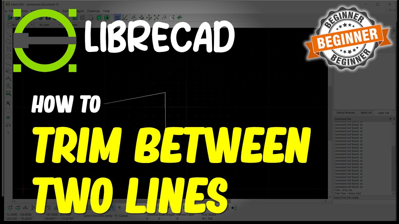LibreCAD How To Trim Between Two Lines