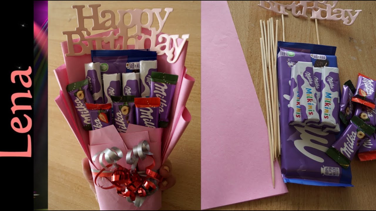 Süßer Strauß 💝 DIY Geschenk Idee zum Geburtstag DIY mit Lena💐 Birthday gift idea 💝 Candy Bouquet DIY