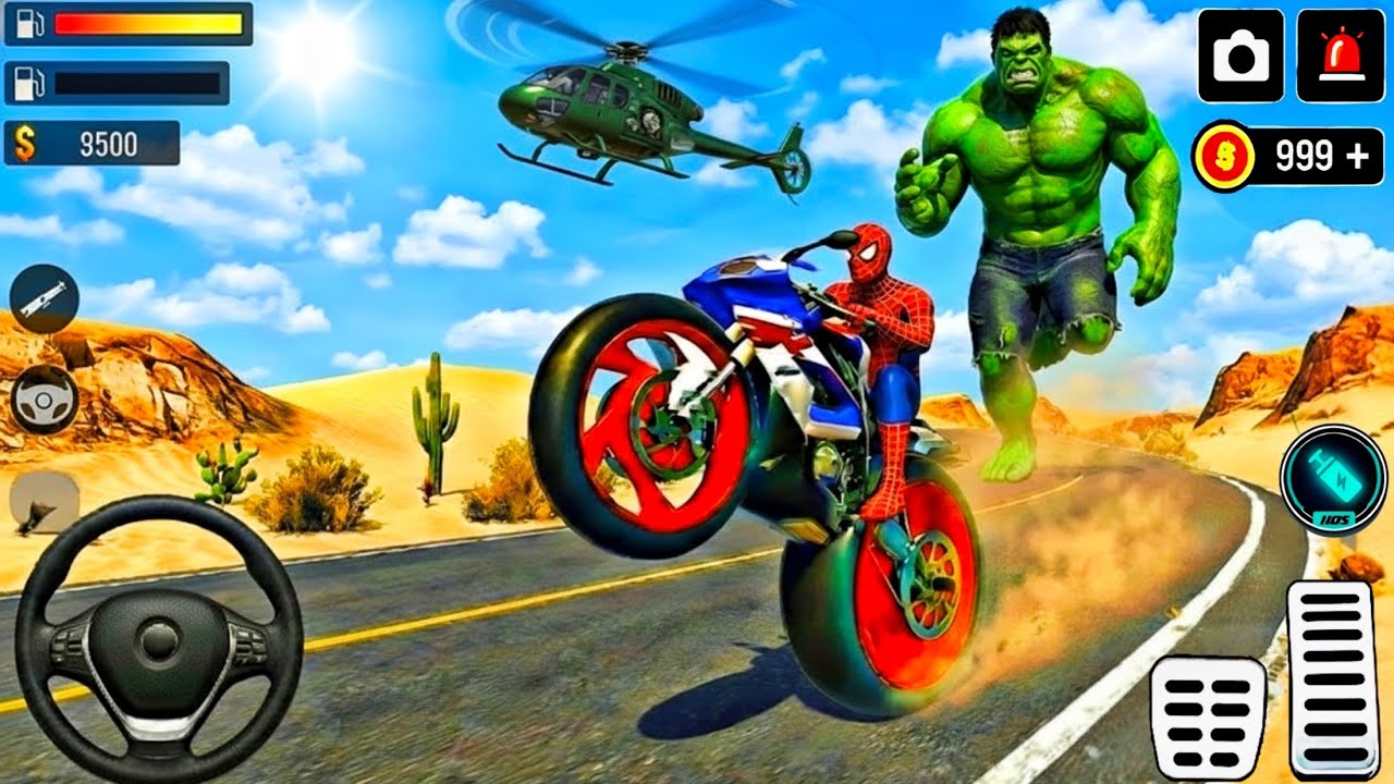 🦚3D Car Simulator 🥰Spiderman Became Escape From Giant Hulk 🌟Car 3D Game🎊 Lot's of Police Car Android