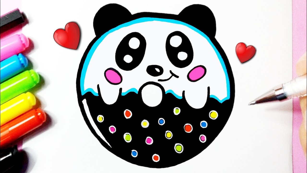 Como desenhar Cookies Urso Panda fofo Kawaii ❤ Desenhos Kawaii - Desenhos para Desenhar