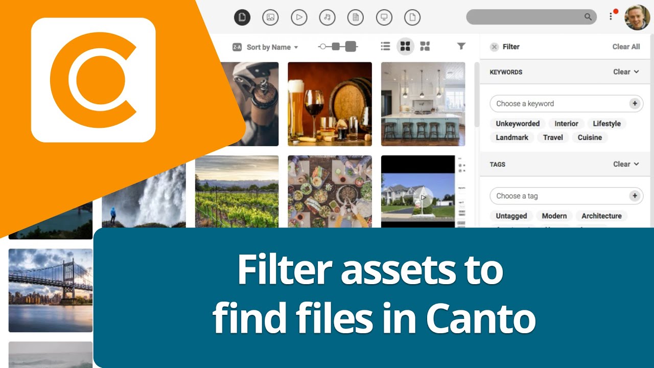 Tips to help you filter assets to find files in Canto