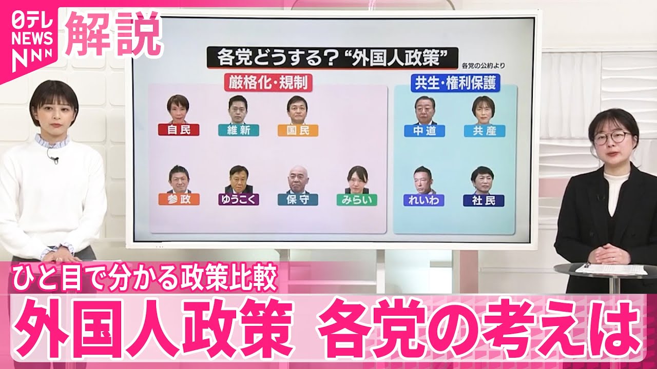 【ひと目でわかる政策比較】外国人政策  厳格化？共生？各党の考えは
