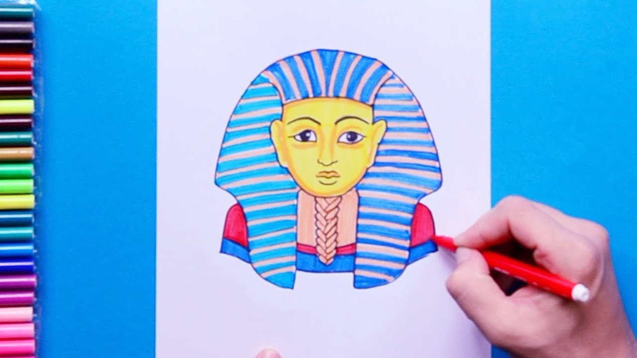 How to draw Tutankhamun (Egyptian Pharaoh)