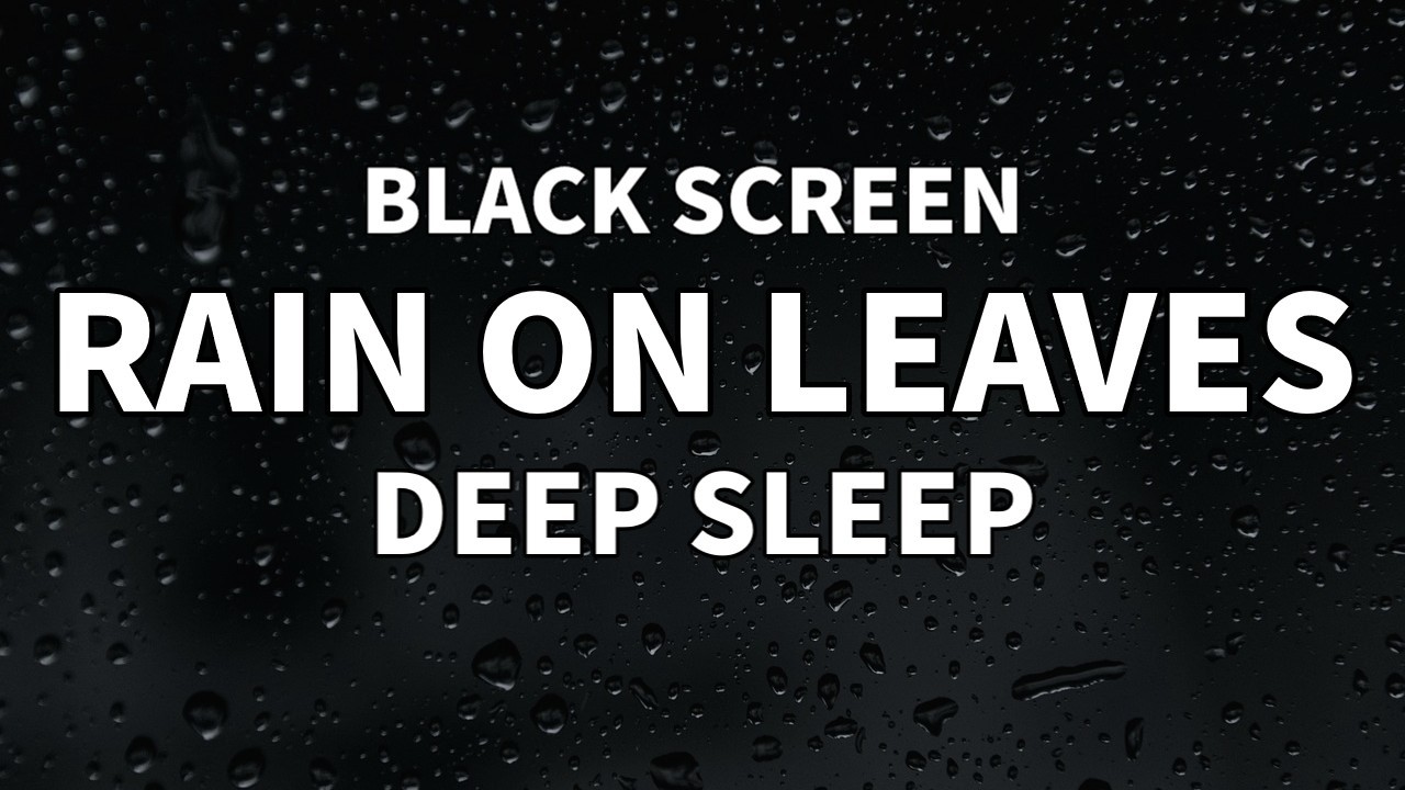 Black Screen Rain on Leaves for Sleep (8 Hours, No Thunder) | Gentle Rain Sounds for Deep Sleep