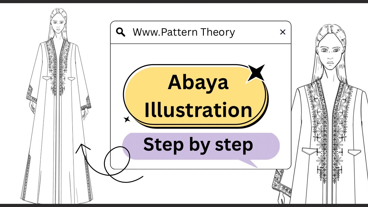 Abaya Illustration with Embroidery | Step by Step Fashion Sketching (Full Process) #procreate #art 