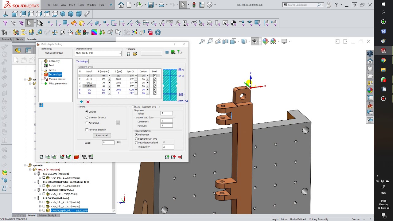 Multi depth Drilling -  SolidCam 2019