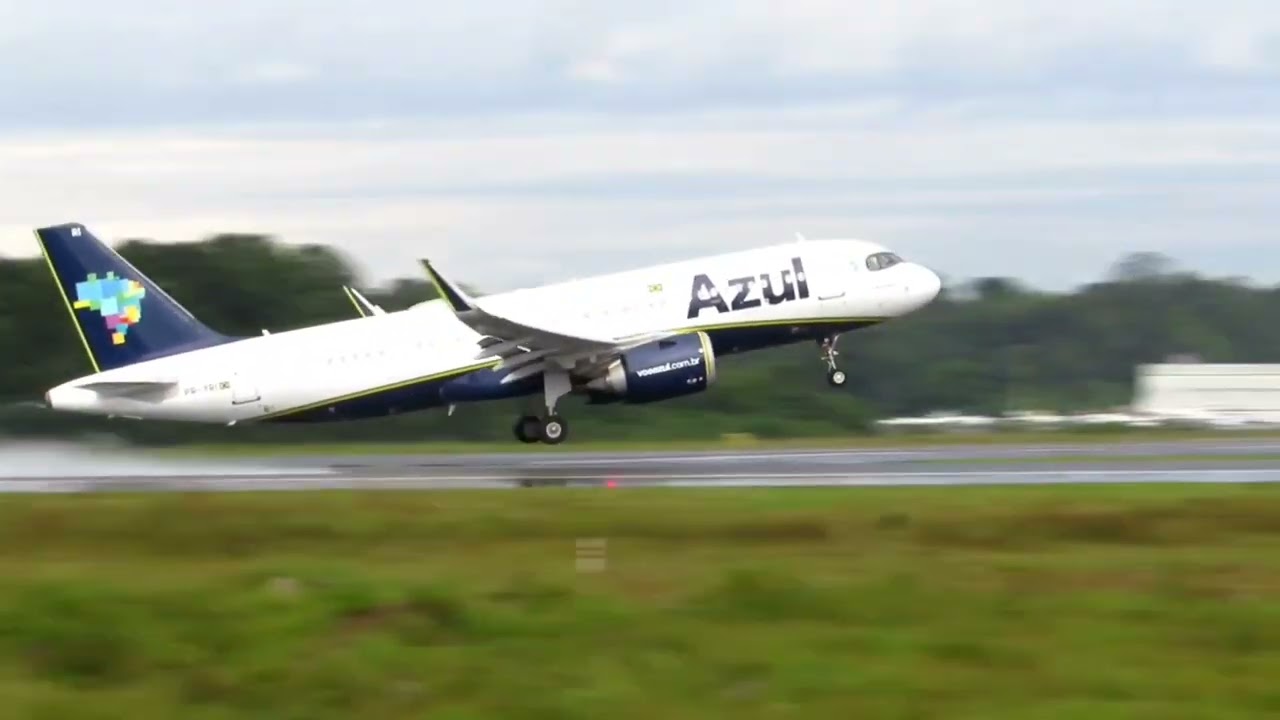 Decolagem Airbus a320 da Azul diferente &acirc;ngulo da pista 24/06
