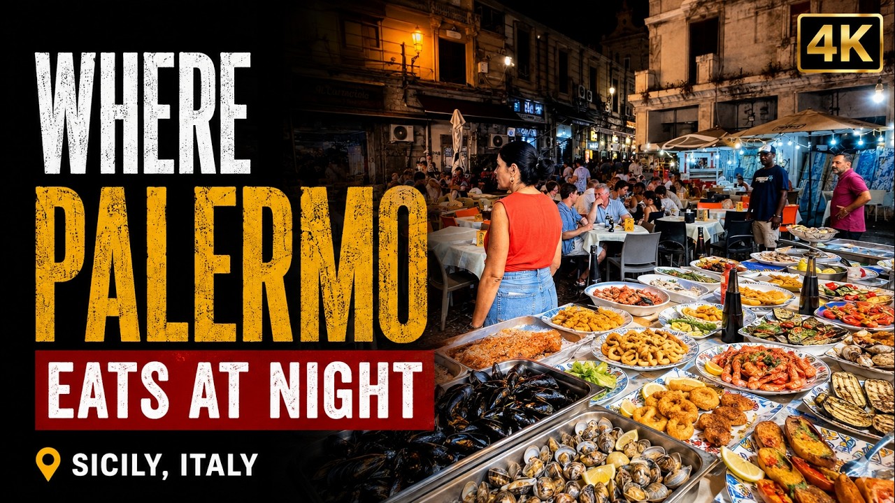 Where Locals Eat in Palermo at Night 🇮🇹 Vucciria Street Food | 4K Walking Tour